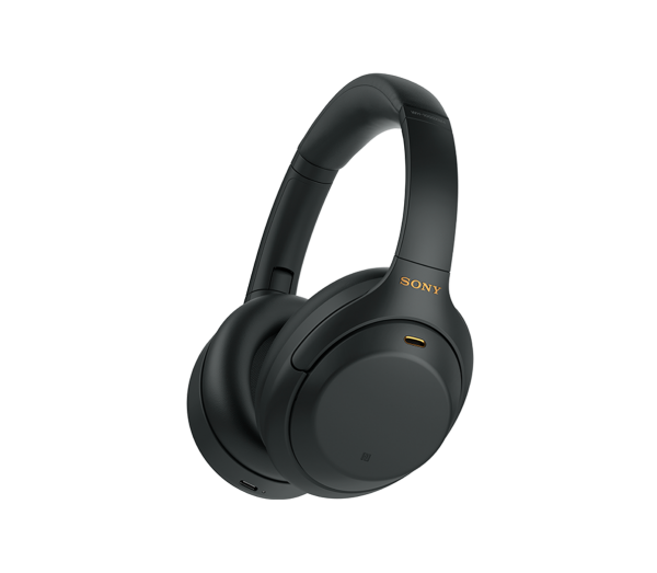 Black Sony WH-1000XM4 wireless noise-cancelling headphones